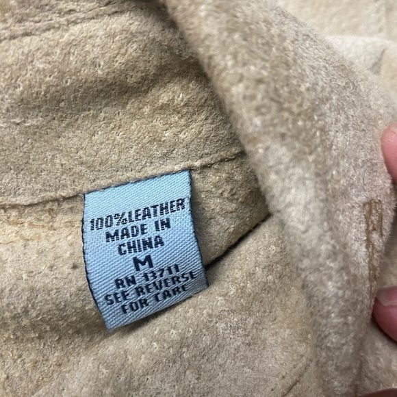 Marsh Landing 100% Leather Coat Jacket Beige Women's  Suede Button Up Tan - Picture 8 of 9